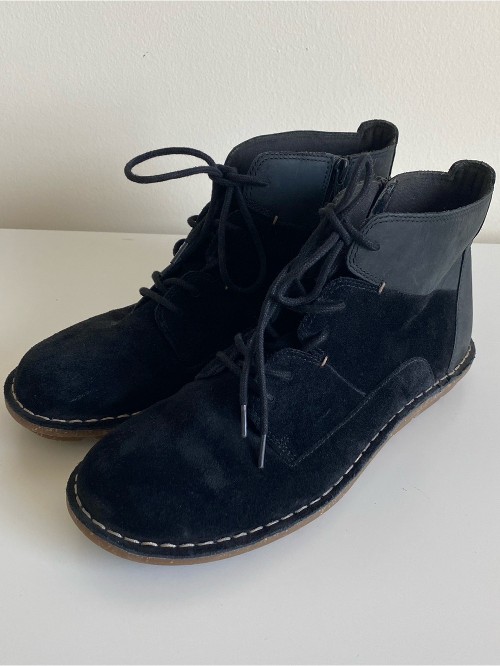 Clarks Black Suede Lace-Up Women's Ankle Boots